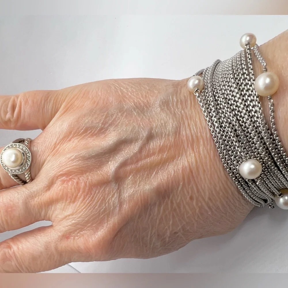 David Yurman Sixteen-Row Chain Bracelet with Pearls - Picture 13 of 13